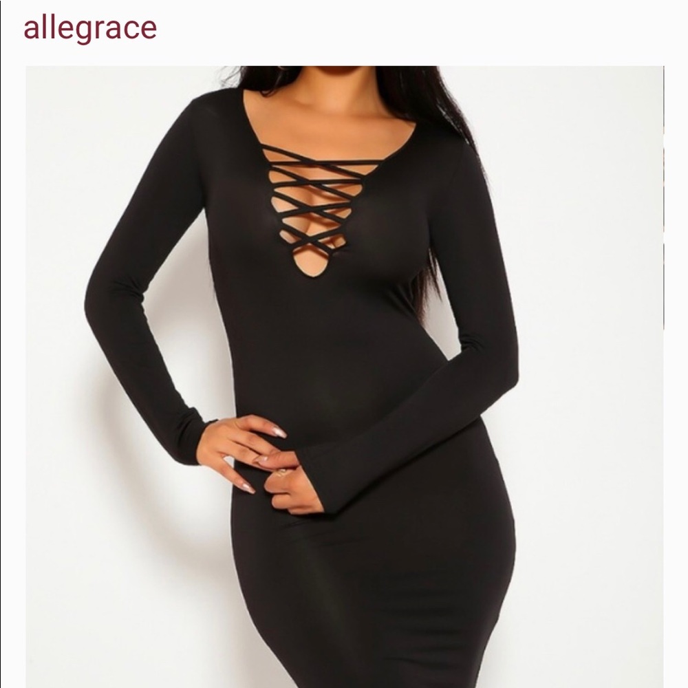 Allegrace Sexy Long Sleeve Black Dress